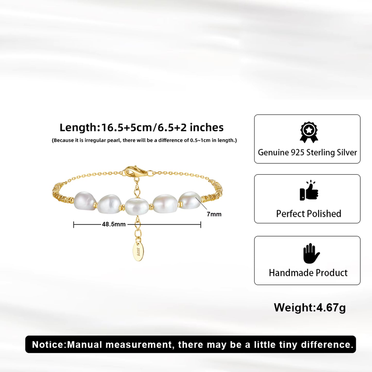 Baroque Pearl Nugget Chain Bracelet