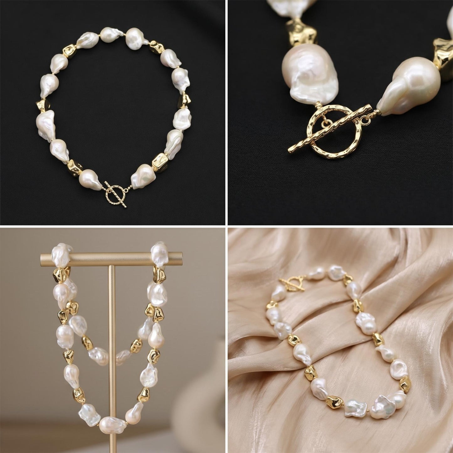 Baroque Pearl Necklace – 15-25mm Natural Freshwater, 14K Gold Filled