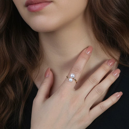 Double Pearl Open Ring
