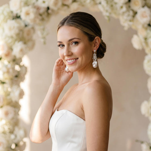 Feather Baroque Pearl Earrings – 15-25mm Natural Freshwater, S925 Silver with Zircon