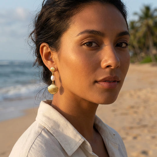 Shell & Pearl Drop Earrings