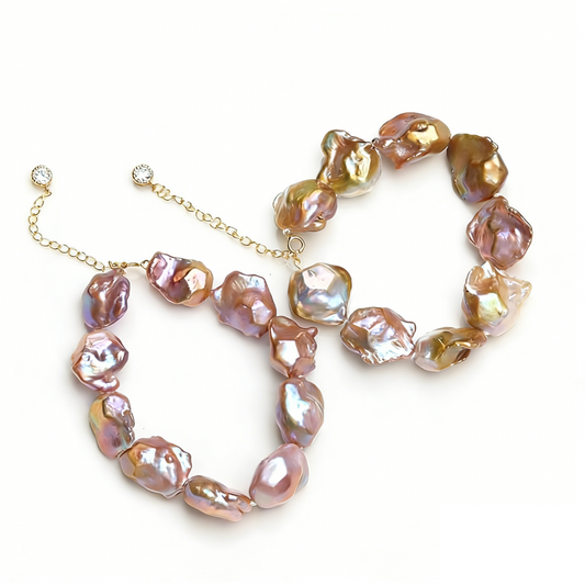 Alien Baroque Pearl Bracelet – Natural Colorful Freshwater with Zircon
