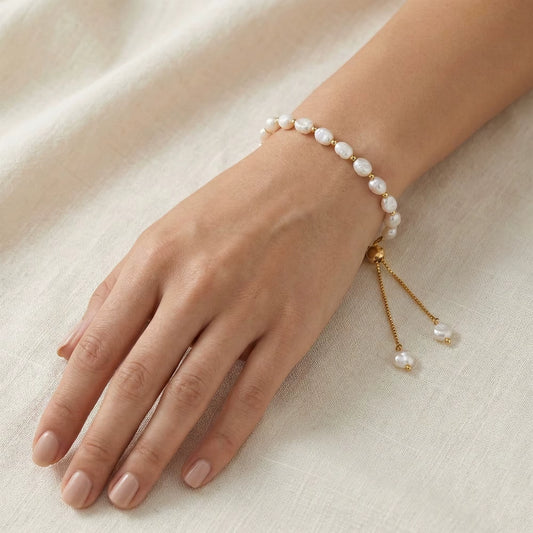 Adjustable Baroque Pearl Bracelet