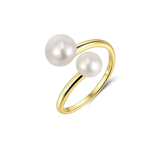 Double Pearl Open Ring