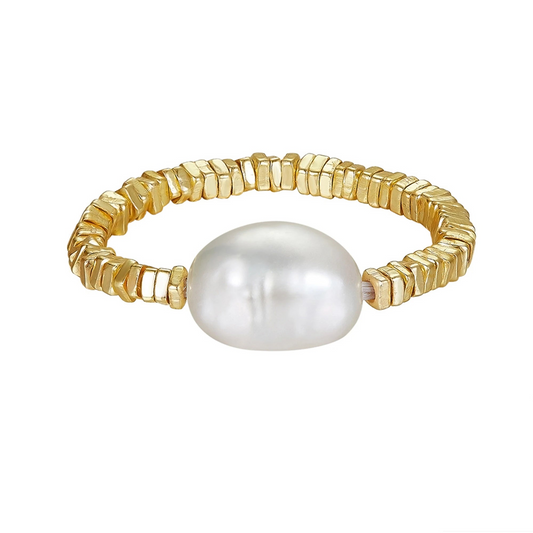 Nugget Chain Pearl  Ring