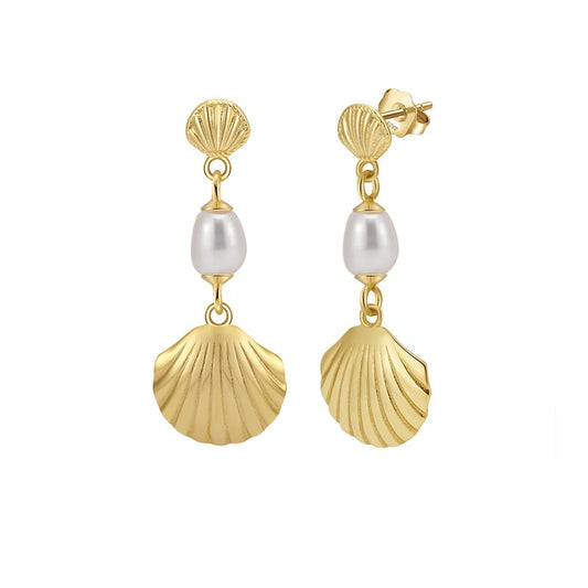 Shell & Pearl Drop Earrings