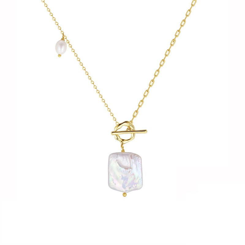 Square Baroque Pearl Pendant Necklace