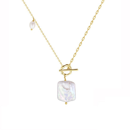 Square Baroque Pearl Pendant Necklace