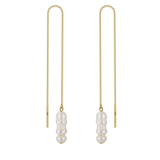 Threaded Pearl Dangle Earrings